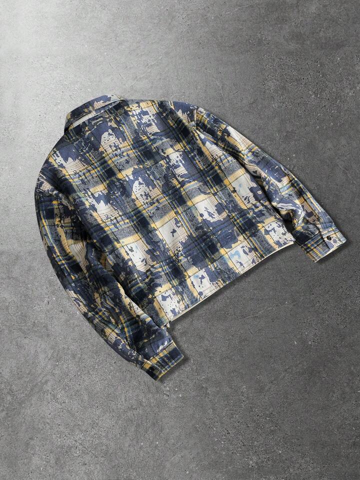 Men's Embroidered Long Sleeve Shirt, Suitable For Everyday Wear, Spring/Summer