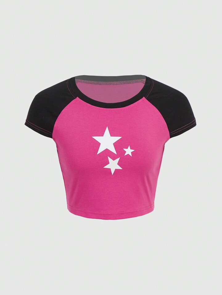 Kawaii Star Pattern Raglan Sleeve T-shirt