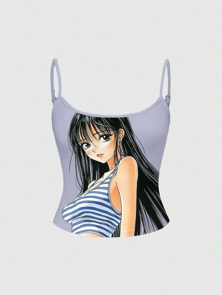 Cute Retro Vintage Anime Girl Graphic Sexy Camisole For Women