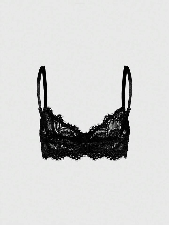 Goth Women's Fashion Floral Lace Underwire Triangle Cup Bra, For Valentine's Day 2 Plus Size Gothic Floral Lace Underwire Triangle Cup Bra, For Valentine's Day