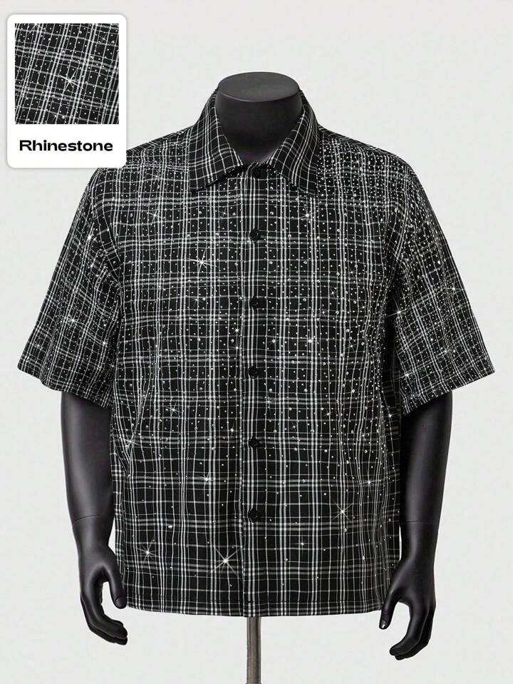 Men's Street Life Design Gradient Pattern English Letter Printed Patch Embellishment Plaid Shirt 8 Men's Street Life Design Gradient Pattern English Letter Printed Patch Embellishment Plaid Shirt