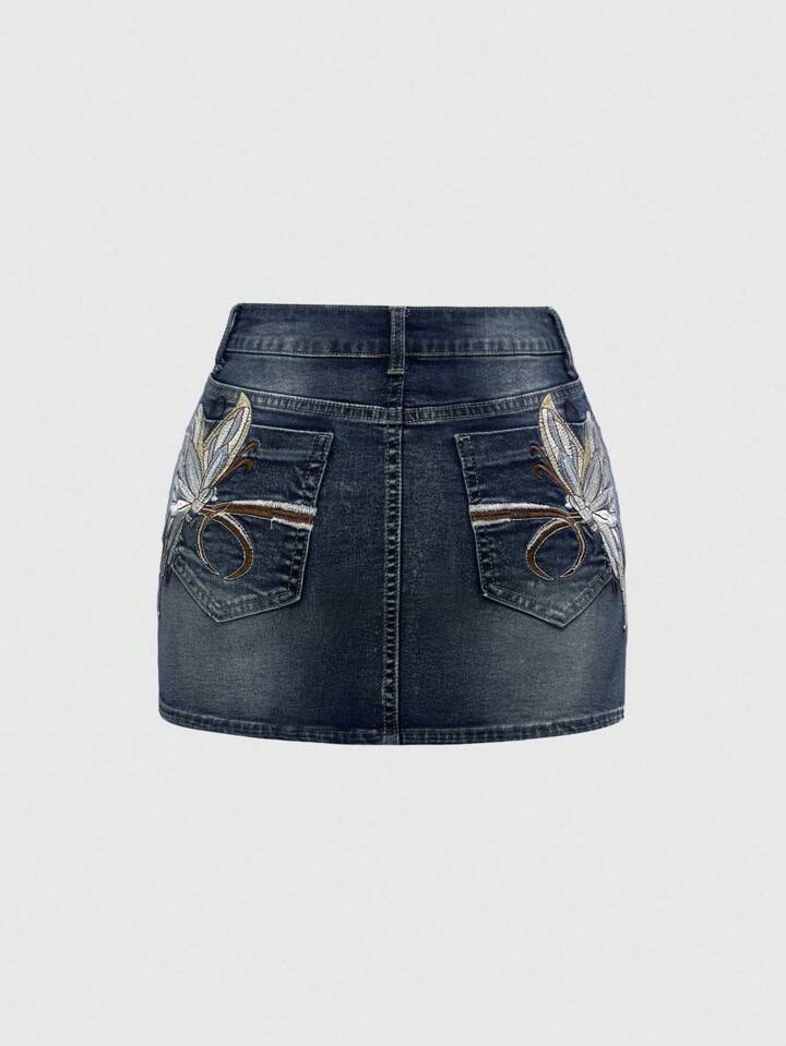 Fairycore Y2K Style Butterfly Embroidery Sexy Low Waist Bodycon Mini Skirt