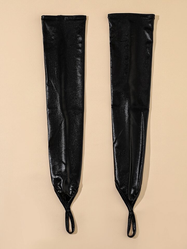 1 Pair Long Faux Leather Arm Warmers, Dark Style Halloween Costumes