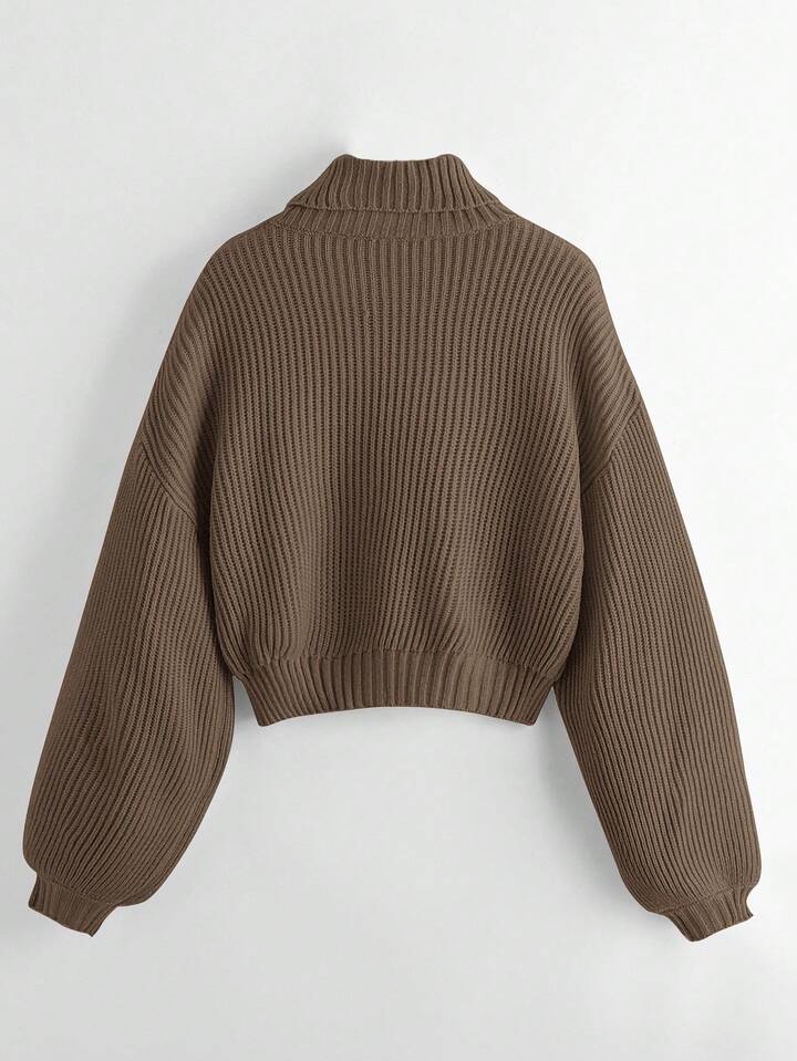 Casual Solid Color Turtleneck Sweater, Autumn/Winter