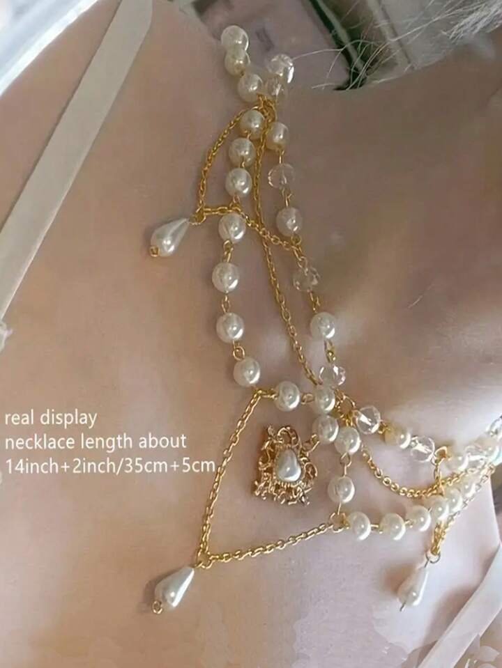 Fairycore Y2k Style Fashionable Faux Pearl Pendant Necklace