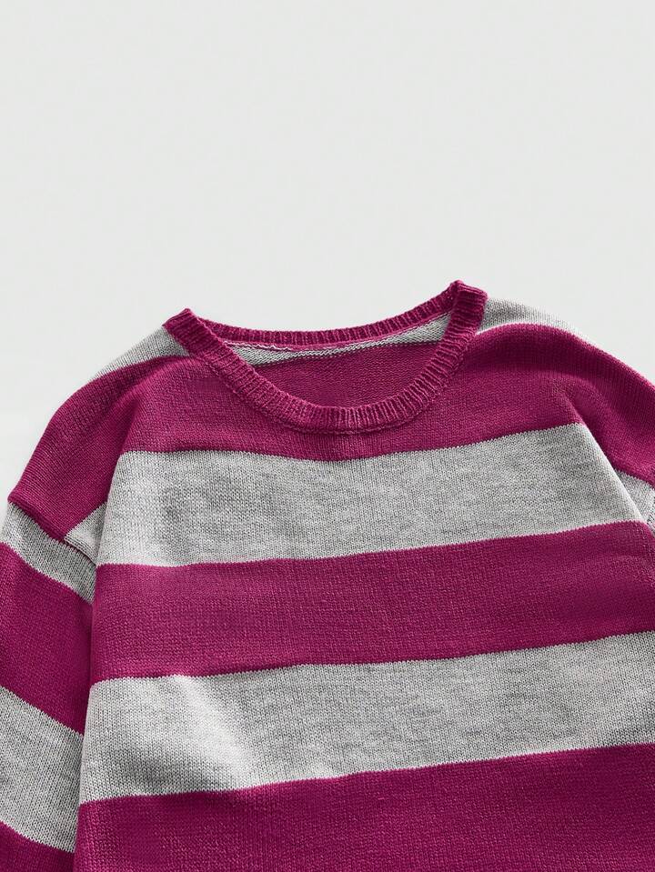 Academia Men's Casual Striped Crew Neck Sweater, Autumn/Winter