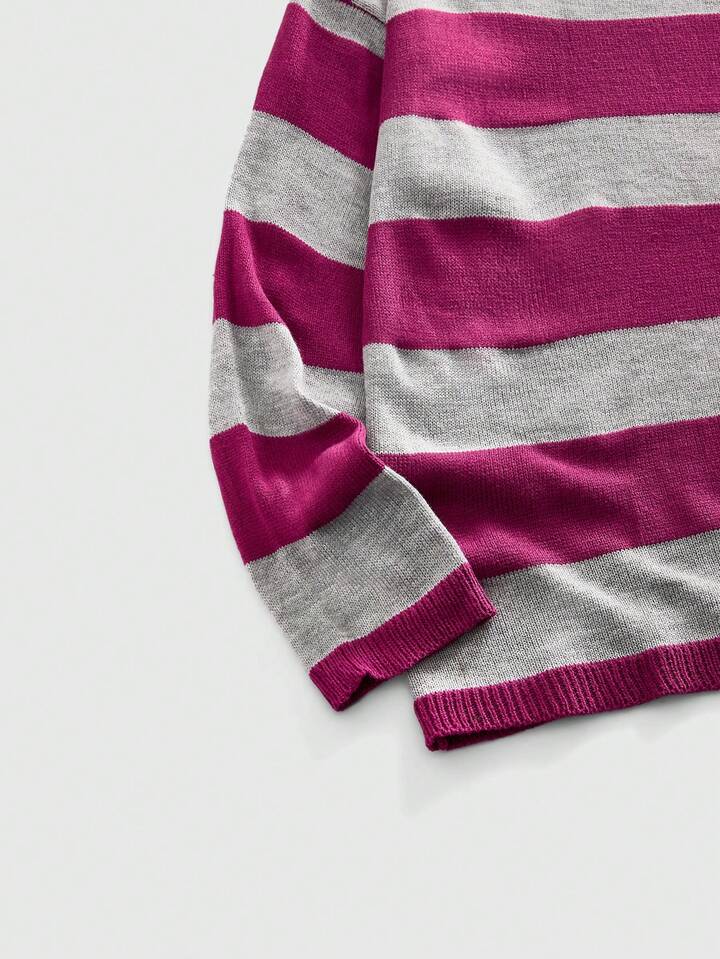 Academia Men's Casual Striped Crew Neck Sweater, Autumn/Winter 4 Academia Men's Casual Striped Crew Neck Sweater, Autumn/Winter
